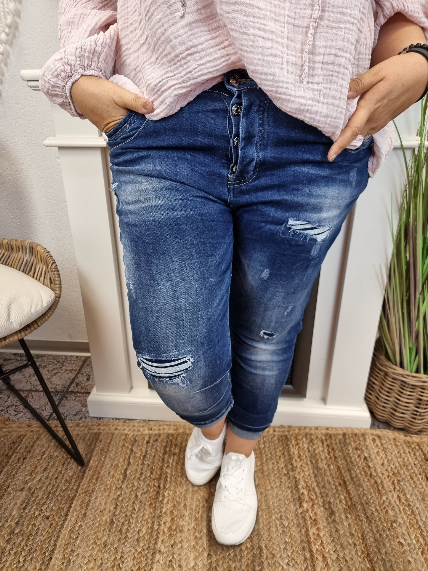 Jeans Melly MC-7260 Destroyed XS-XL mit Knöpfen