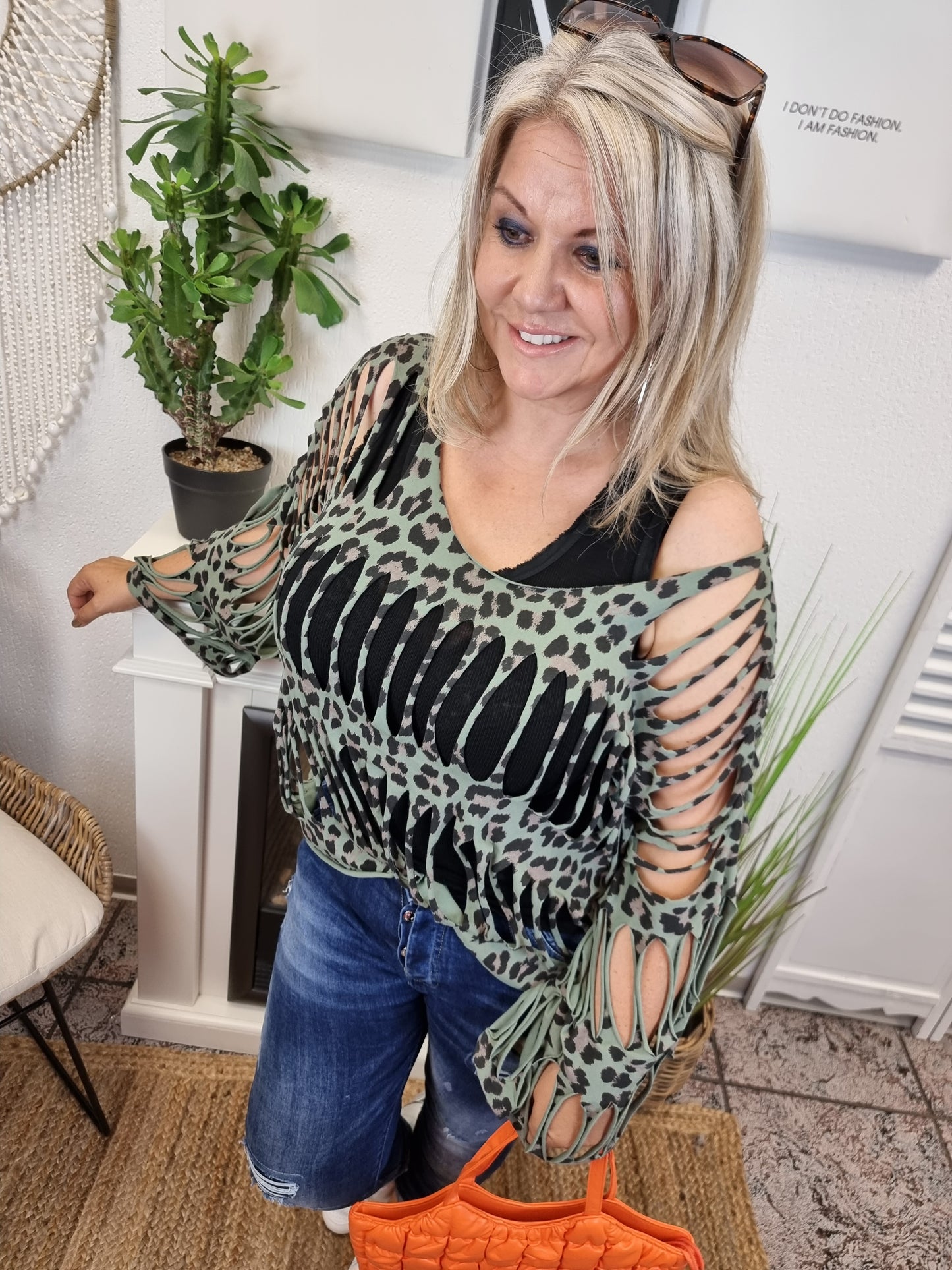 Netzshirt in Leoprint
