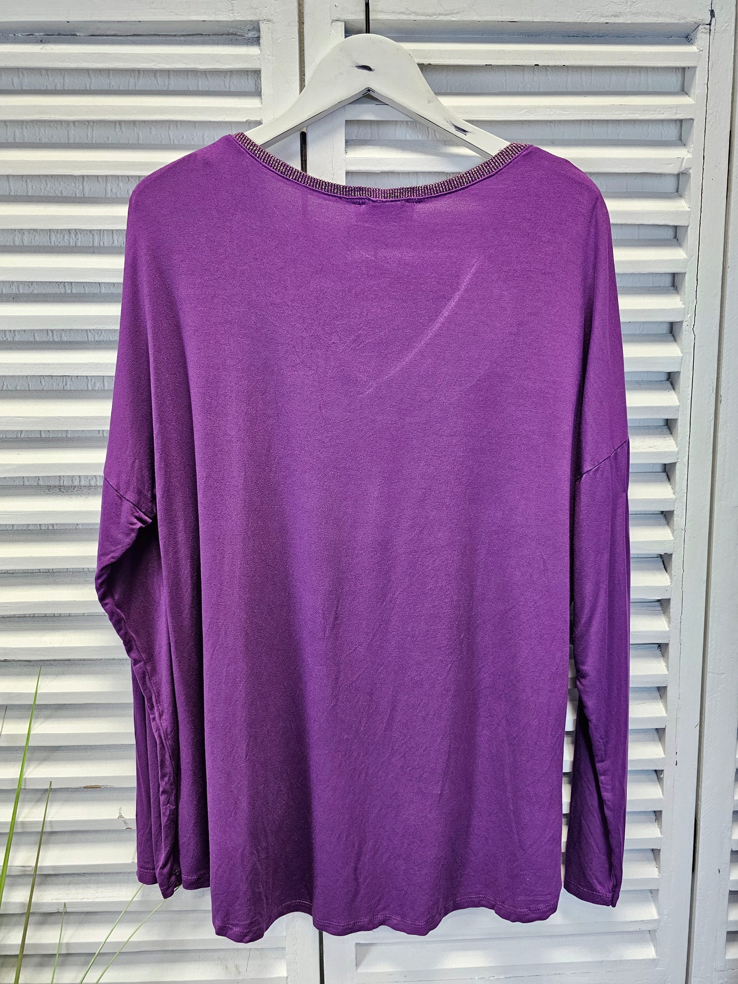 Blusenshirt Satin mit glitzerndem V-Ausschnitt