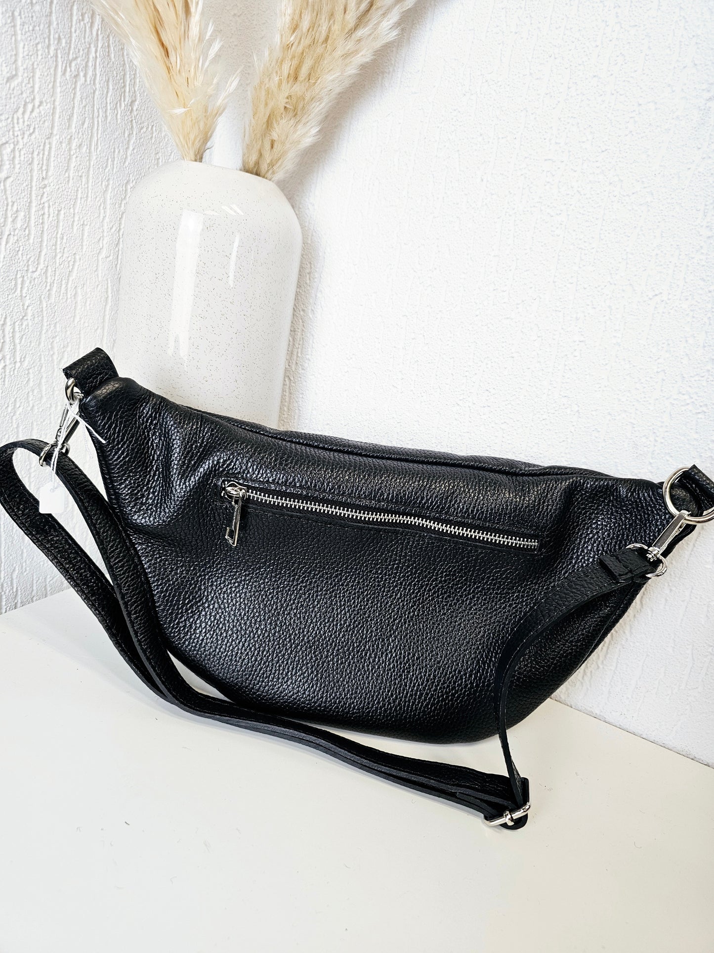 Bauchtasche Echtleder mit zwei Reißverschlüssen in verschiedenen Farben