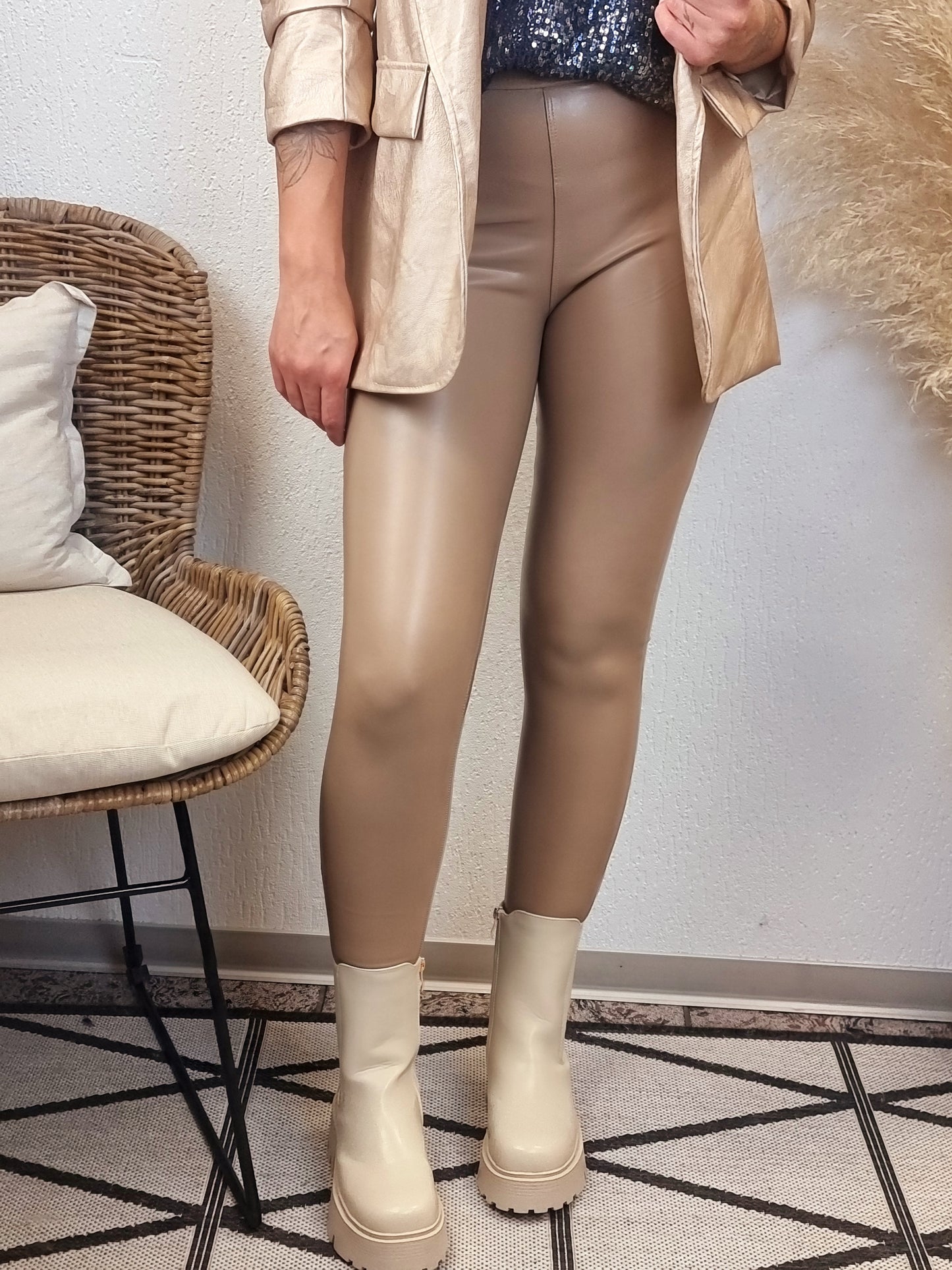 Zac&Zoe Leggings in Lederoptik mit Stretchbund in drei Farben