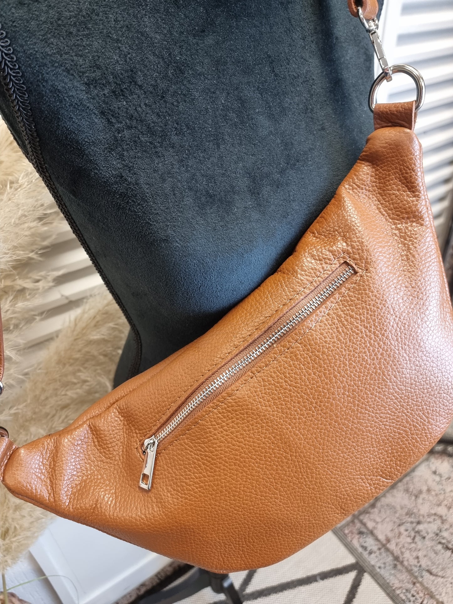 Crossbody-Bag Leder mit 2 Reißverschlüssen in vielen Farben