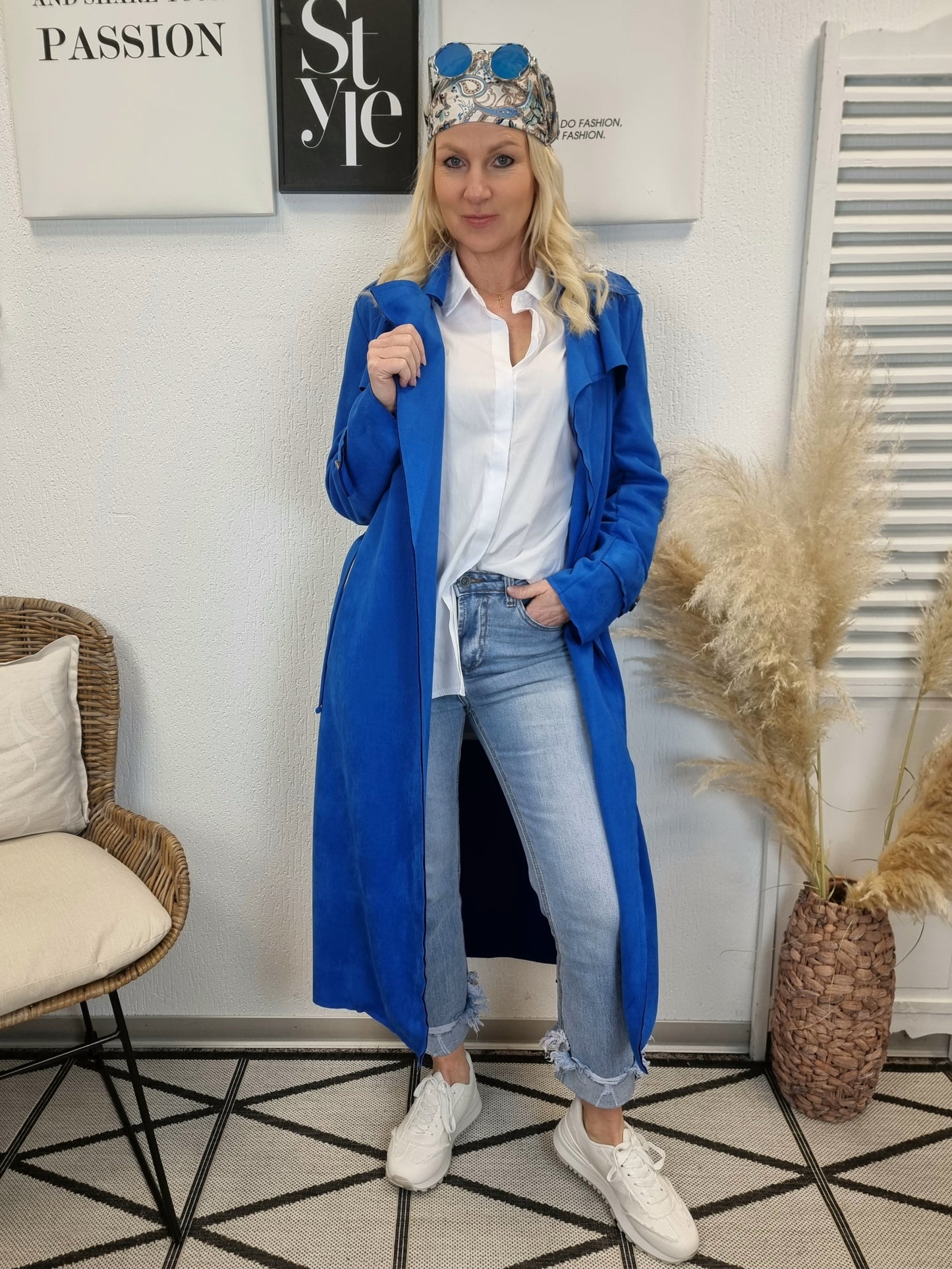 Trenchcoat Mantel Velourleder in verschiedenen Farben