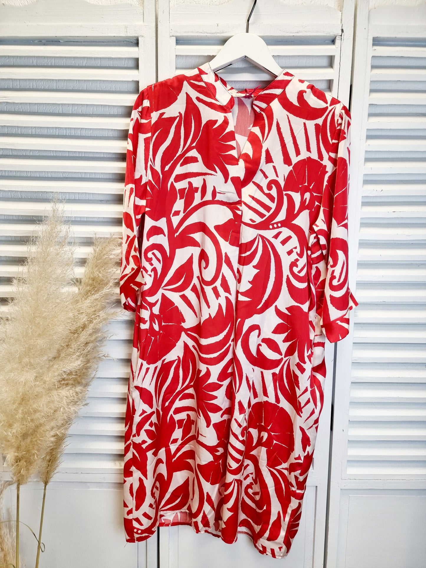 Viskosekleid Rot/Weiß Onesize 36-40