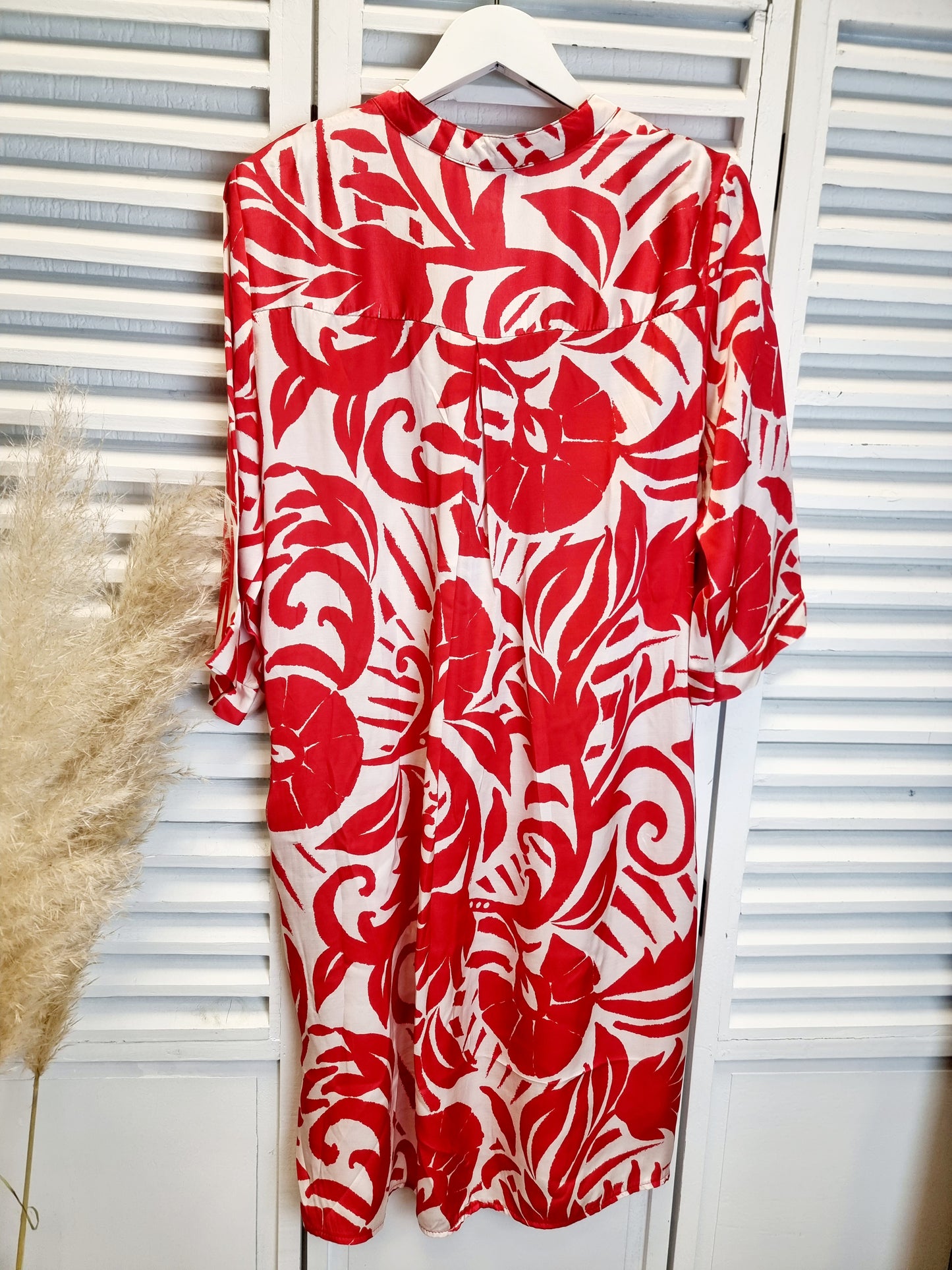 Viskosekleid Rot/Weiß Onesize 36-40