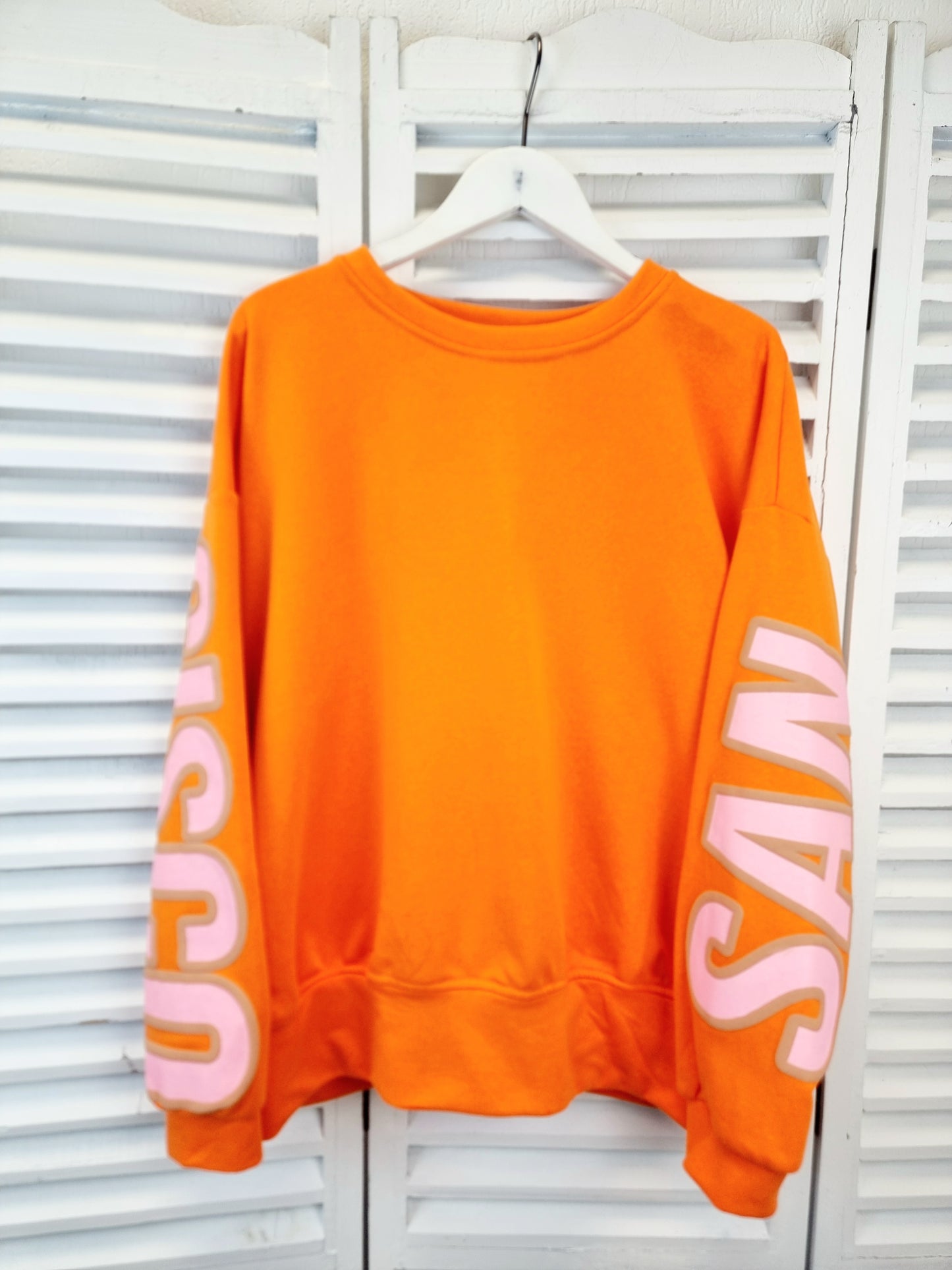 Sweatshirt San Francisco in Orange und Rosa Schriftzug