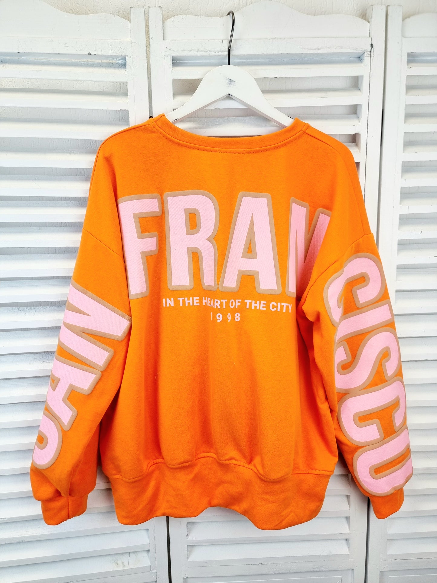 Sweatshirt San Francisco in Orange und Rosa Schriftzug