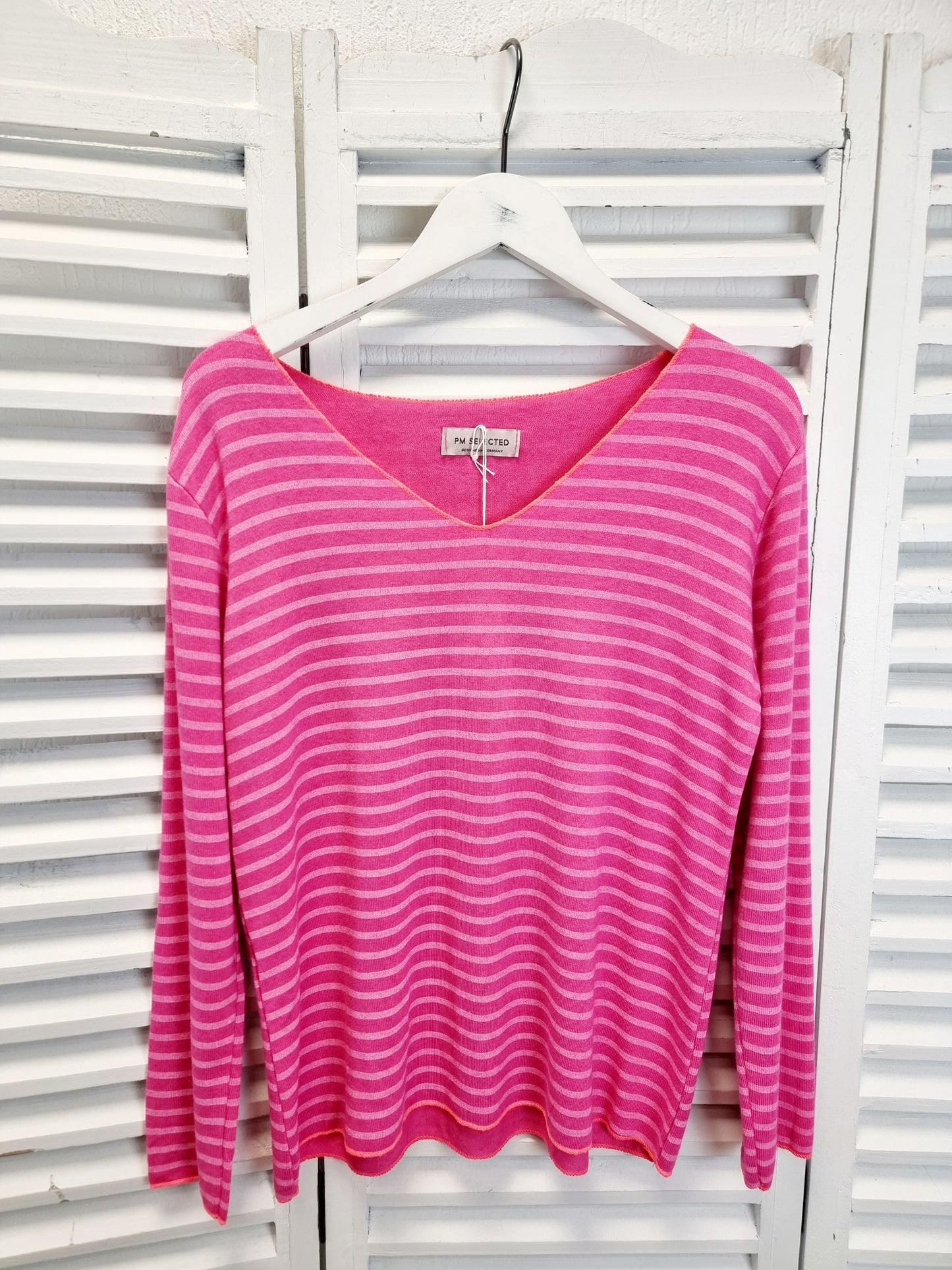 Streifen-Shirt mit V-Ausschnitt in verschiedenen Farbkombinationen Onesize