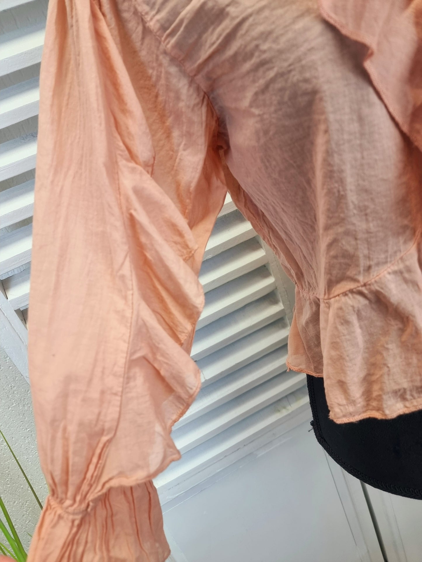 Romantische kurze Baumwollbluse mit Volant in 3 verschiedenen Farben Onesize, Boho, Hippi