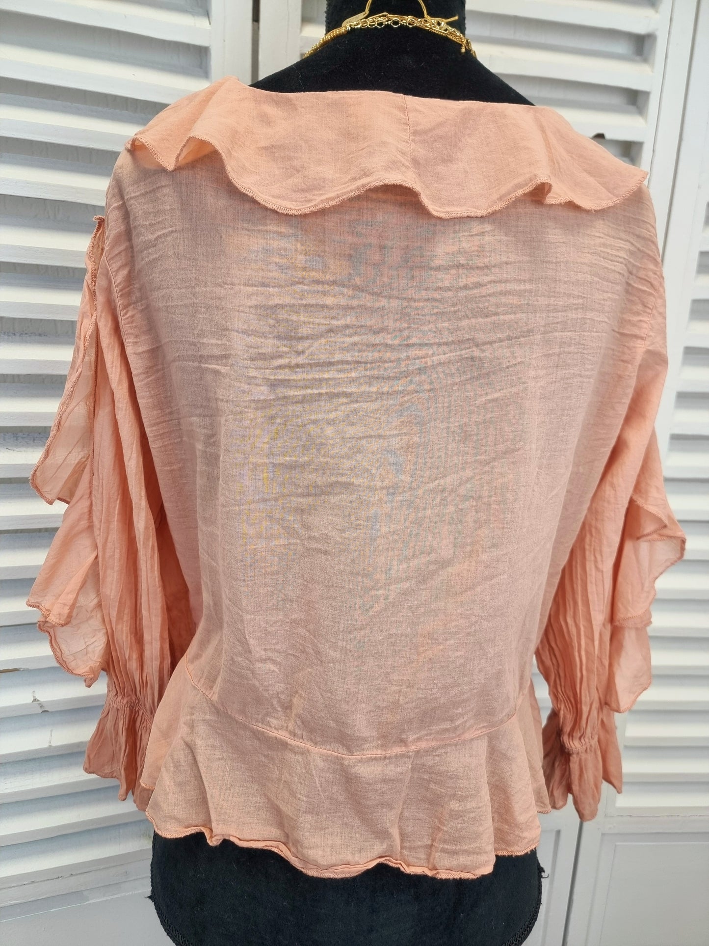 Romantische kurze Baumwollbluse mit Volant in 3 verschiedenen Farben Onesize, Boho, Hippi