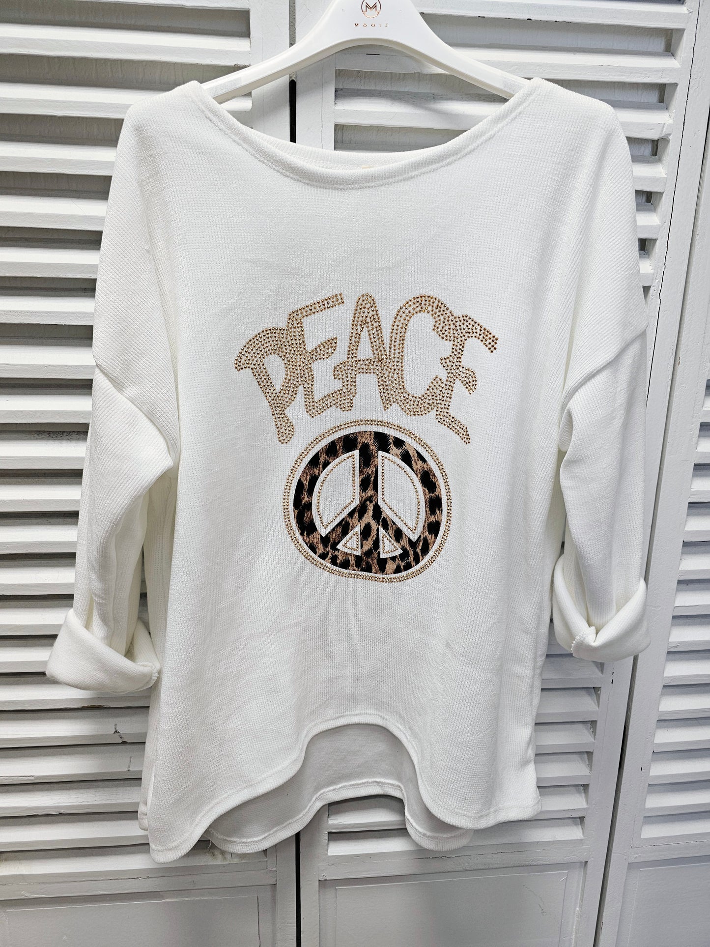 Dünner Pullover in Eierschalenweiß Peace Leo Plussize 40-46