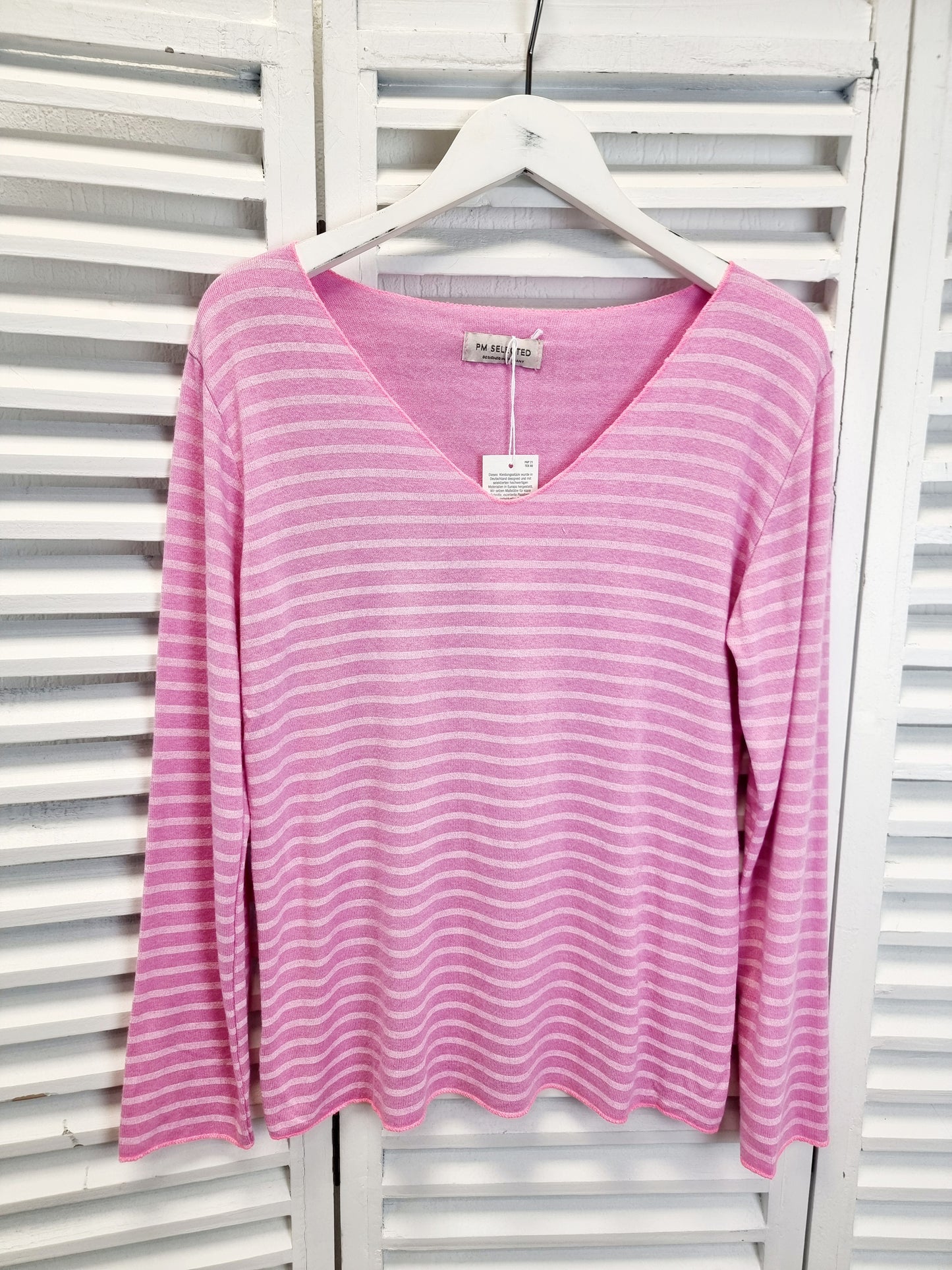 Streifen-Shirt mit V-Ausschnitt in verschiedenen Farbkombinationen Onesize
