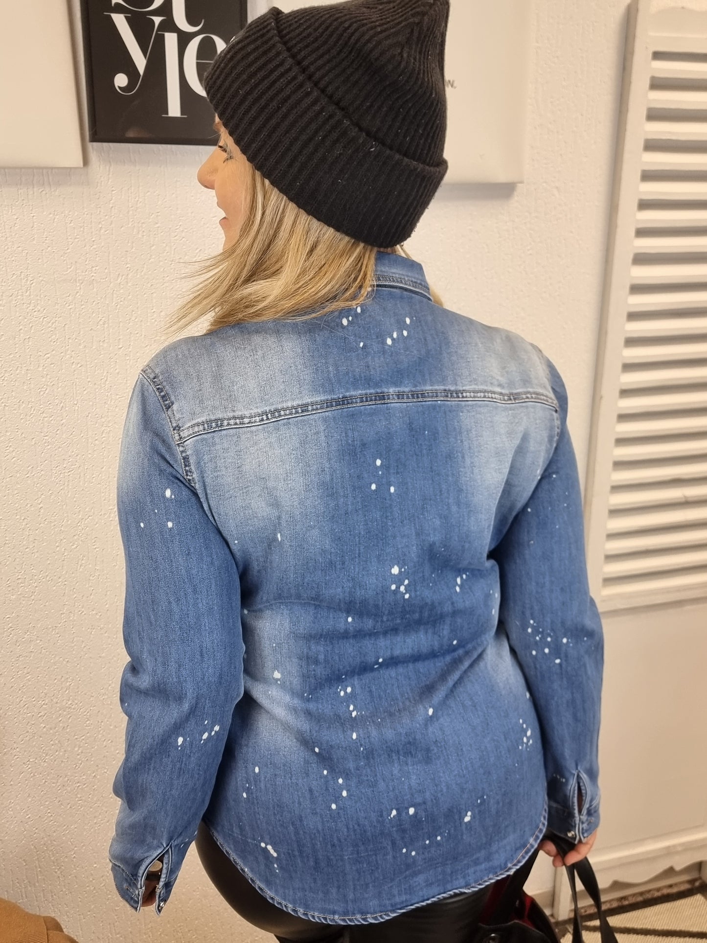 Jeansbluse Kelly mit Farbspritzerdetails