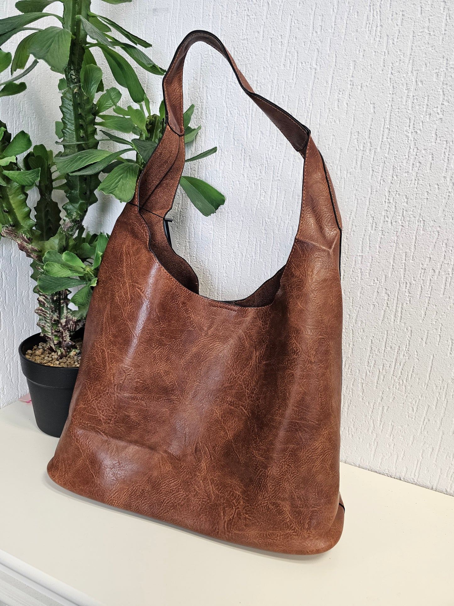 2 in einem , Shopper mir Zusätzlicher kleinen Tasche Vintage Veganes Leder in verschiedenen Farben