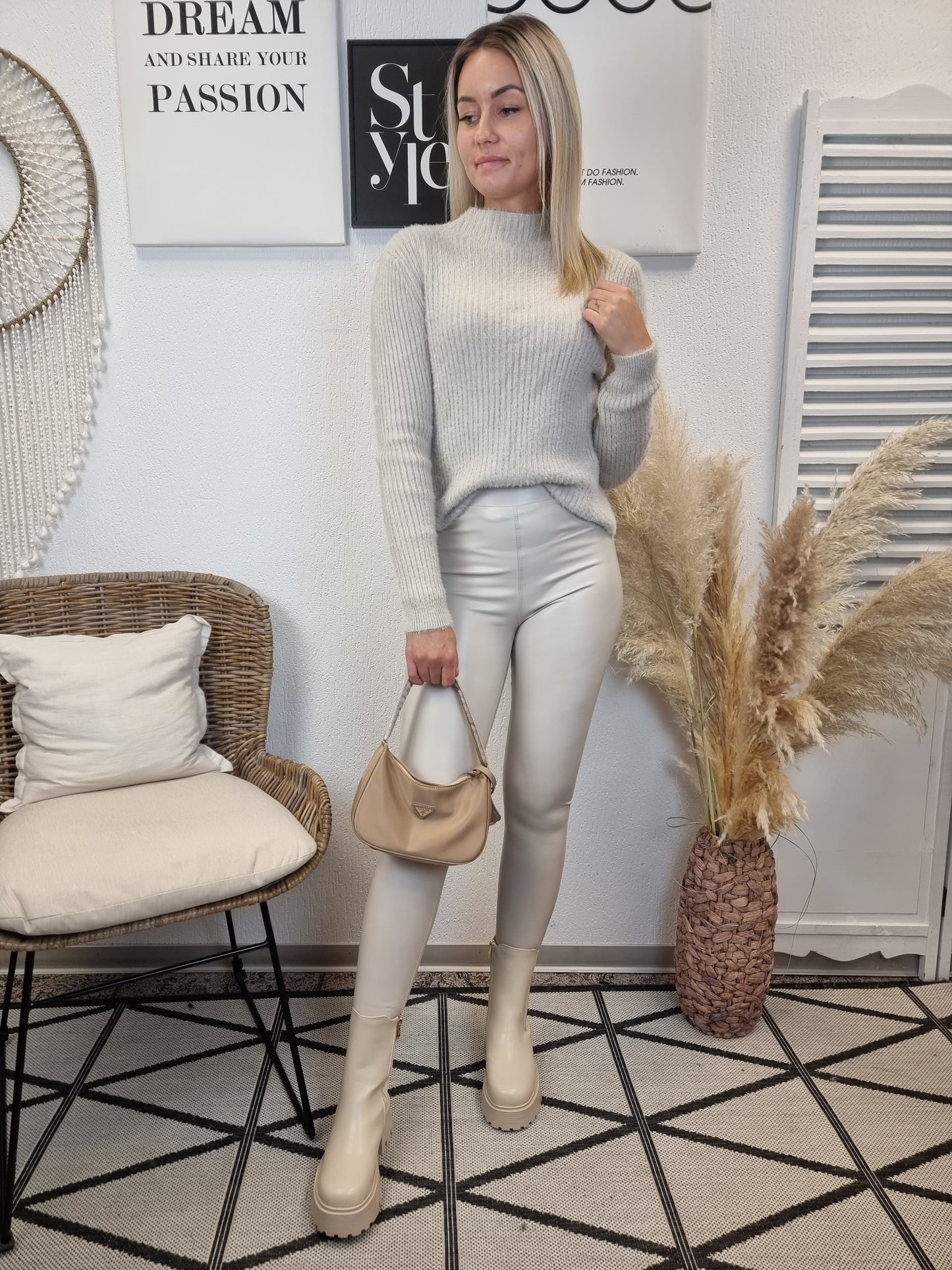 Zac&Zoe Leggings in Lederoptik mit Stretchbund in drei Farben
