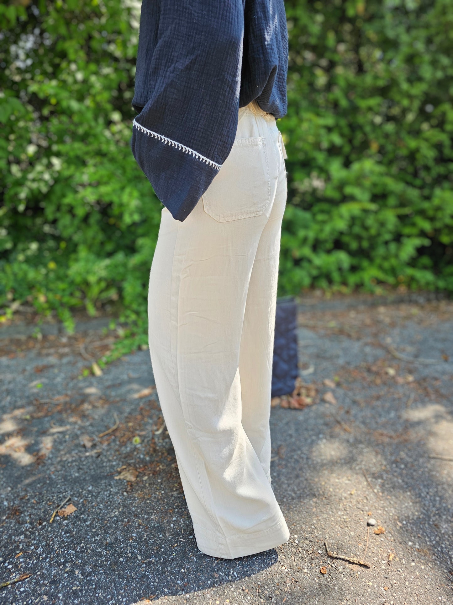 Marlenehose mit weitem Bein in Jeansoptik Lyocell
