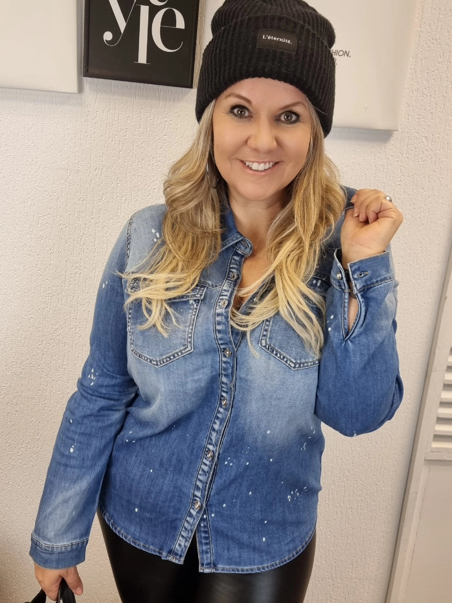 Jeansbluse Kelly mit Farbspritzerdetails