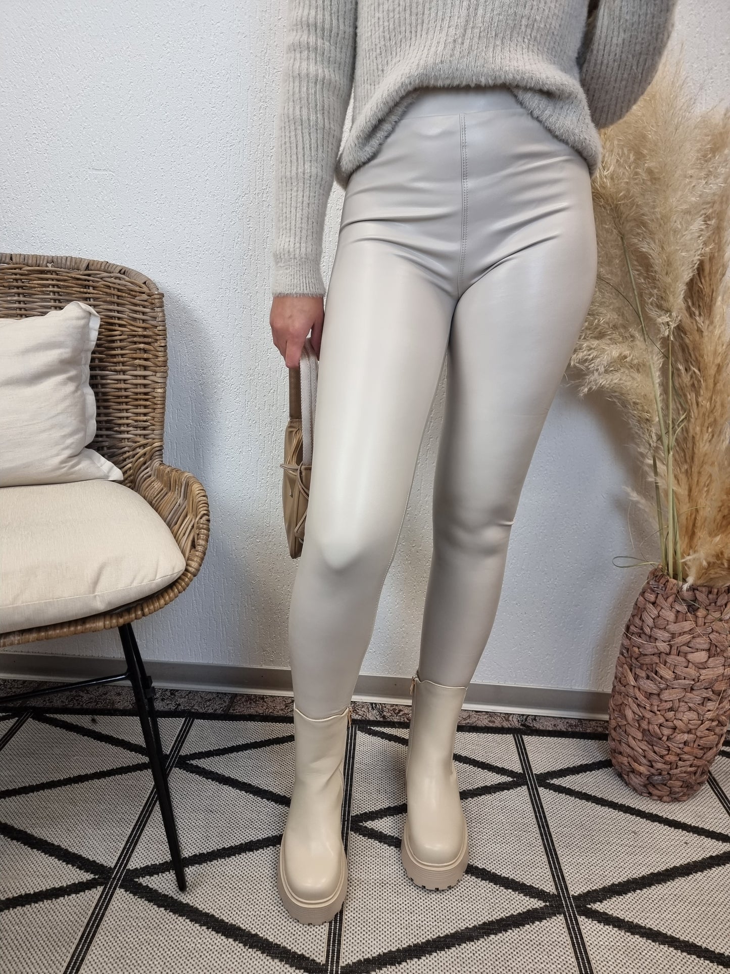 Zac&Zoe Leggings in Lederoptik mit Stretchbund in drei Farben