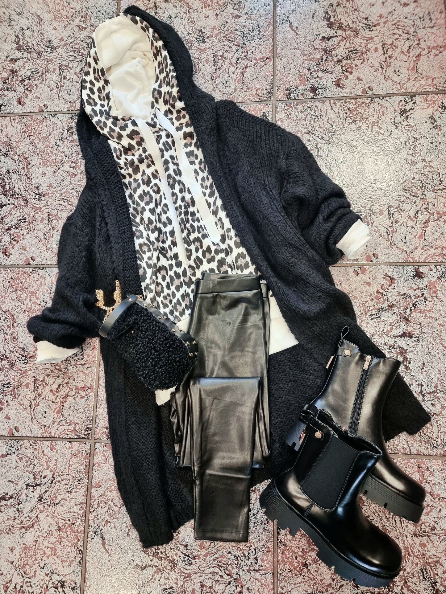 Zac&Zoe Leggings in Lederoptik mit Stretchbund in drei Farben