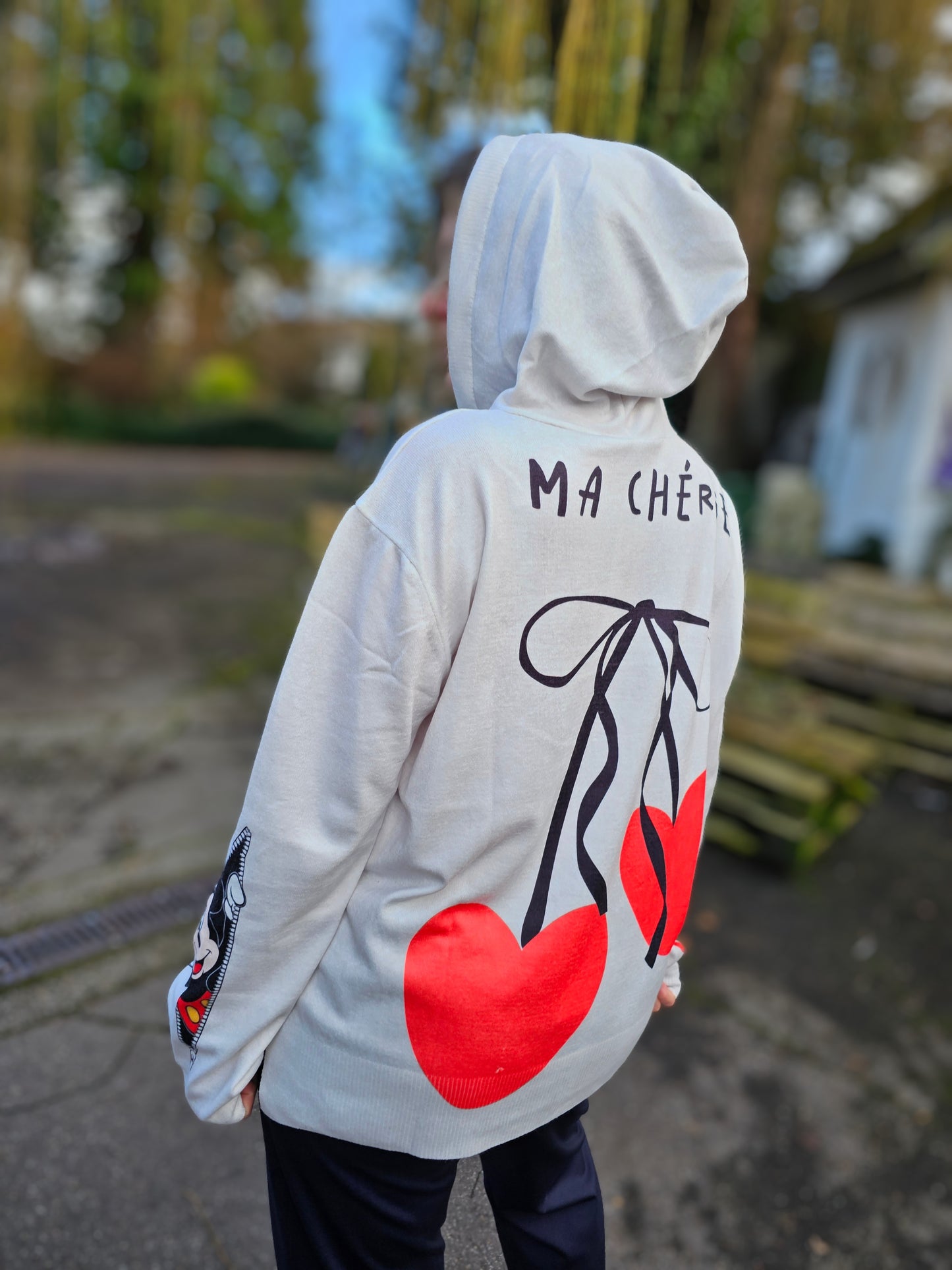 Edler dünner Kapuzenpulli Micky Maus mit Glitzersteinchen