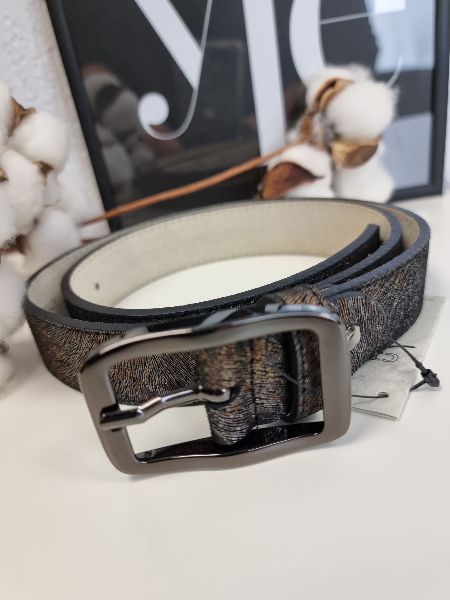 Ledergürtel Damen Vulcano animal print braun echte Handarbeit, butterweiches Leder nur 100cm +85cm vorrätig