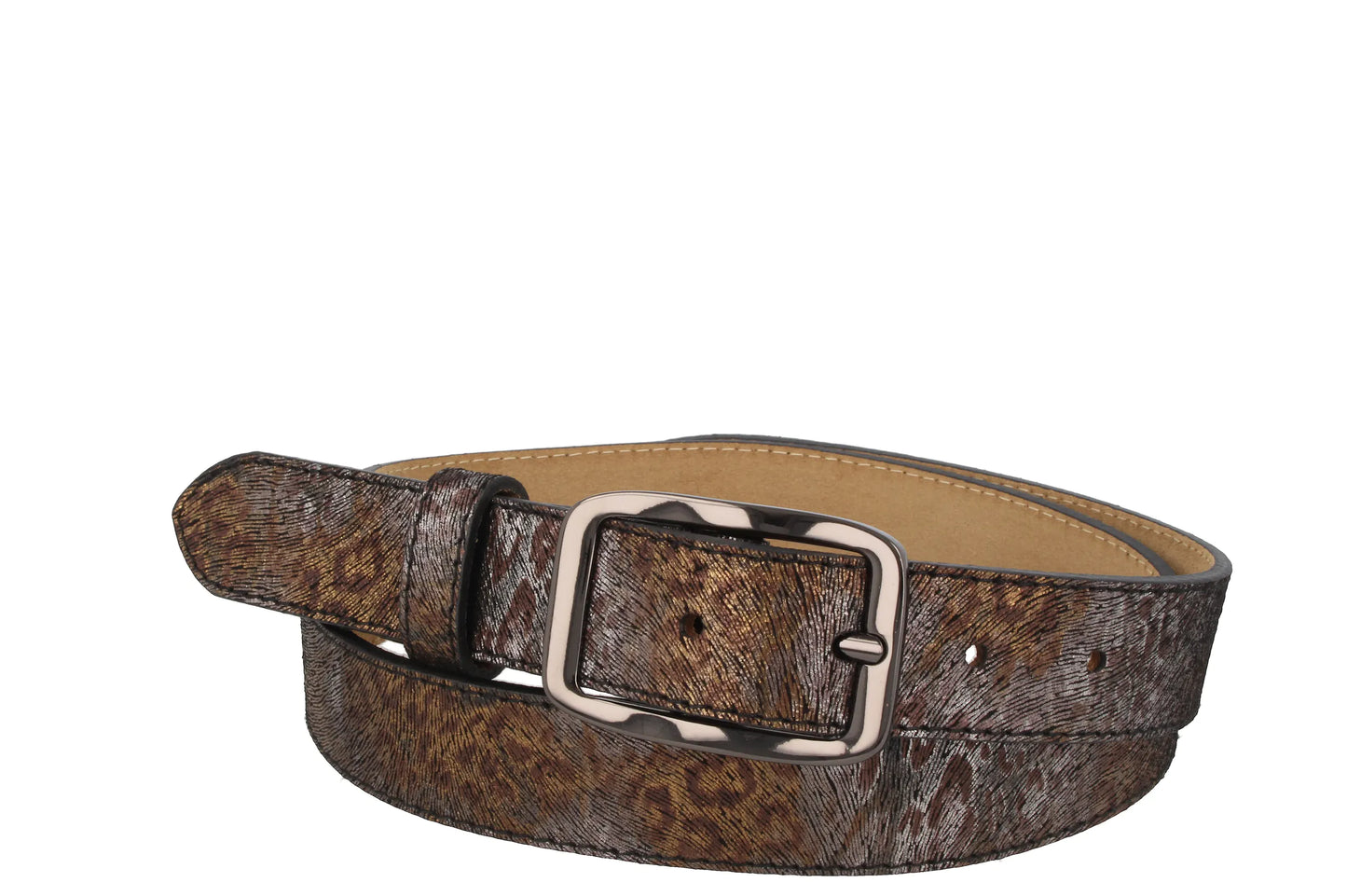 Ledergürtel Damen Vulcano animal print braun echte Handarbeit, butterweiches Leder nur 100cm +85cm vorrätig