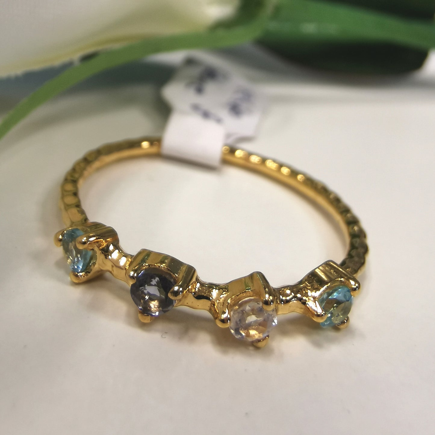 925 Silberring vergoldet mit verschiedenen Edelsteinen