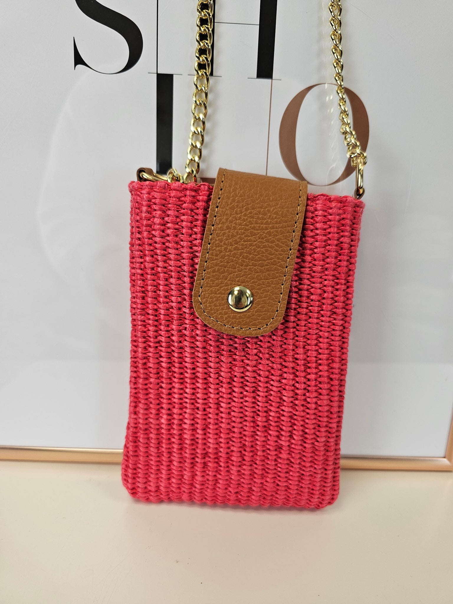 Kleine Korb-Basttasche Umhängetasche mit Leder in verschiedenen Farben