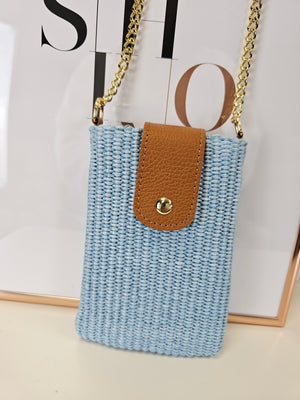 Kleine Korb-Basttasche Umhängetasche mit Leder in verschiedenen Farben