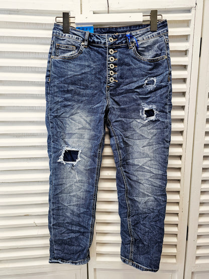 Dunkle Jeans Destroyed Look Sexy Woman H1119