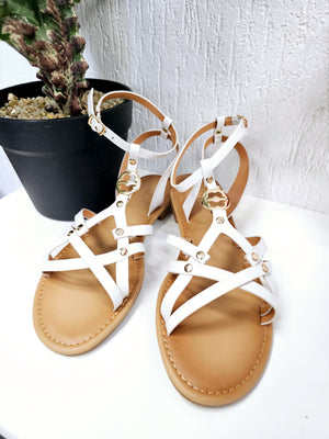 Weiß-Goldene Römer Sandale