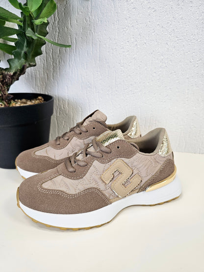 Stylische Sneaker "S" Moow Beige-Gold-Glitzer