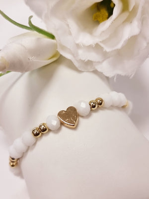 Perlenarmband weiss mit Gold