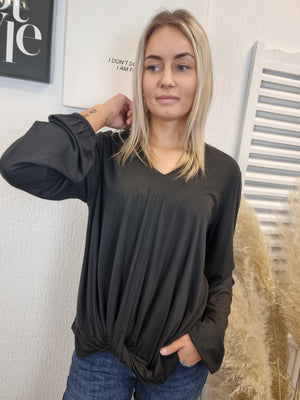 Blusen-Langarmshirt mit Knoten in verschiedenen Farben