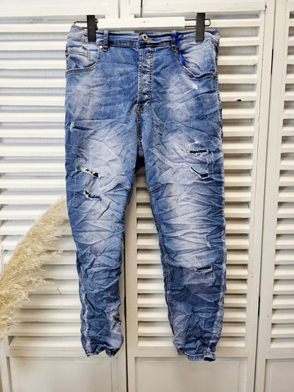 Helle Jeans Destroyed mit Nähten H8148