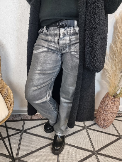 Grau-Silber mellierte Jeans Lumina