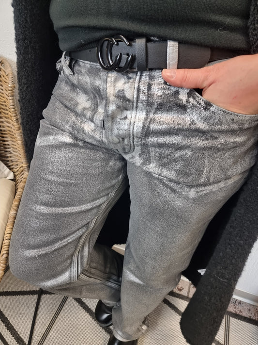 Grau-Silber mellierte Jeans Lumina