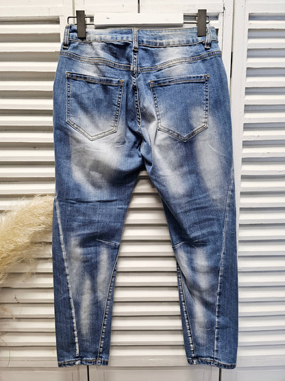 Lässige helle Jeans Paris mit glitzernden Patches H8155