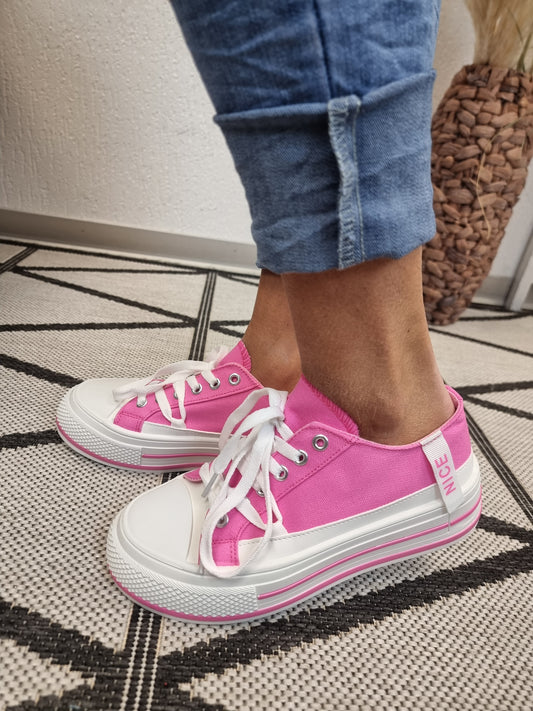 Sneaker "Nice" in Pink Canvas Stoff-Turnschuhe