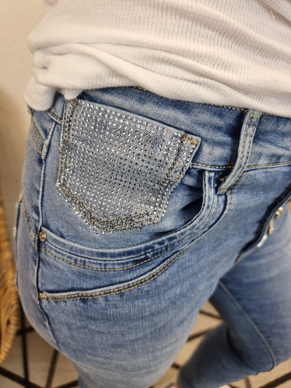 Jewelly Jeans mit Schmuckknöpfen JP2659