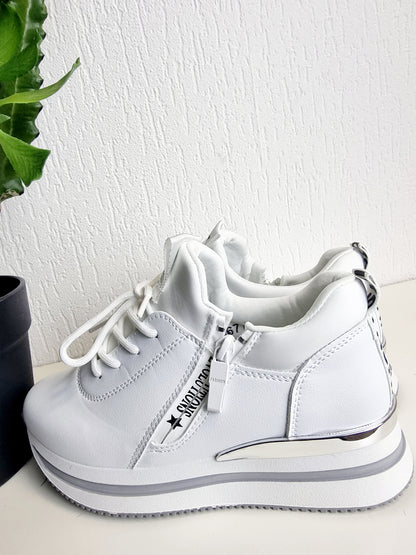Weißer Sneaker "M" veganes Leder