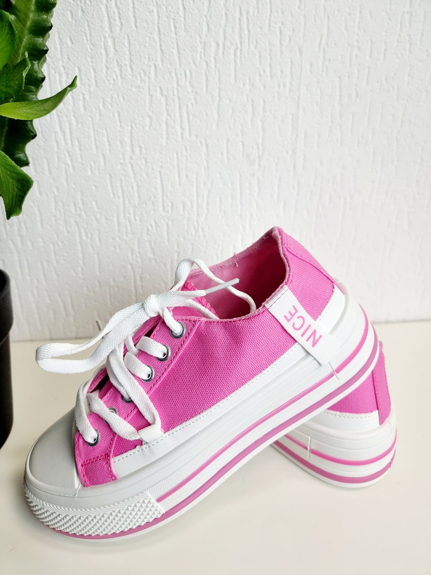 Sneaker "Nice" in Pink Canvas Stoff-Turnschuhe