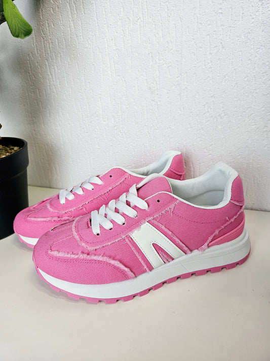 Jeans Sneaker mit Fransen in Pink