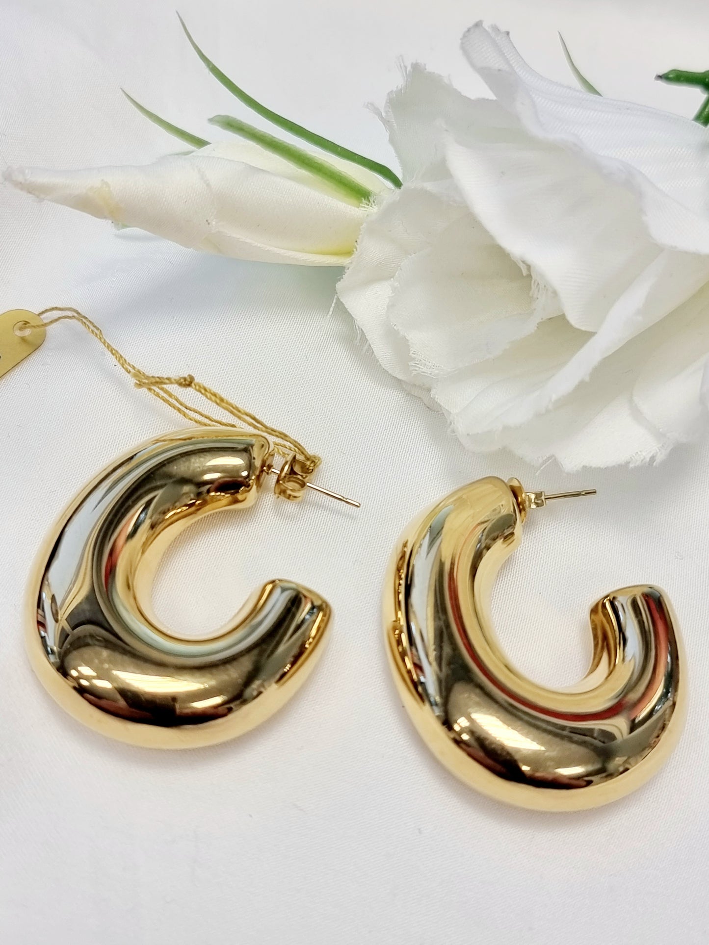 Ohrringe "C" aus Edelstahlrohr Gold & Silber