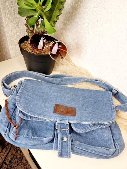 Jeanstasche, Schultertasche mit 2 Aussentaschen "7Street"