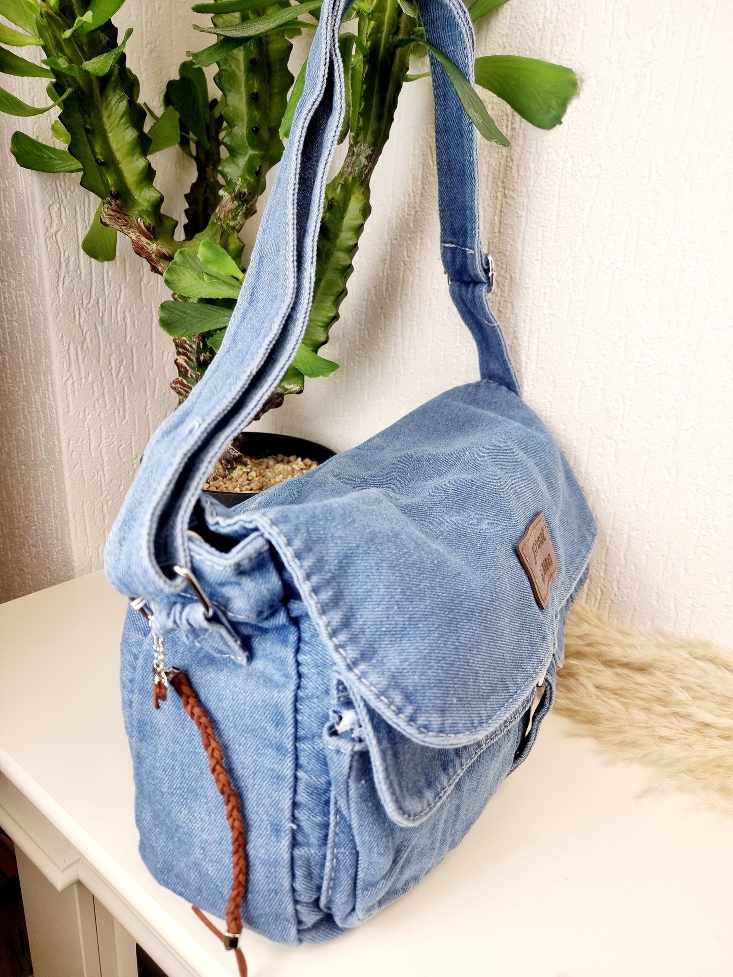 Jeanstasche, Schultertasche mit 2 Aussentaschen "7Street"