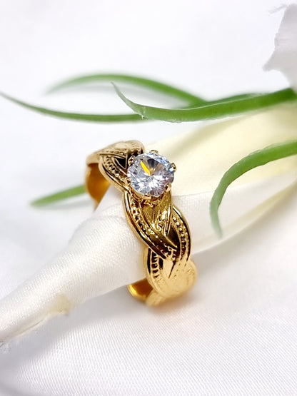 Ringe aus Edelstahl, Golden, rostfrei, hypoallergen mit Glasstein, 12 verschiedene Design