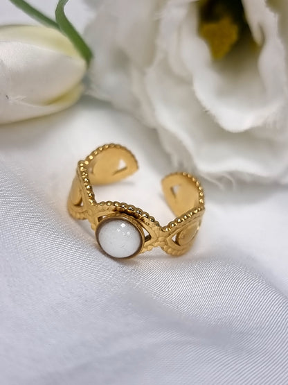 Ringe aus Edelstahl, Golden, rostfrei, hypoallergen mit bunten Steinen, 12 verschiedene Design