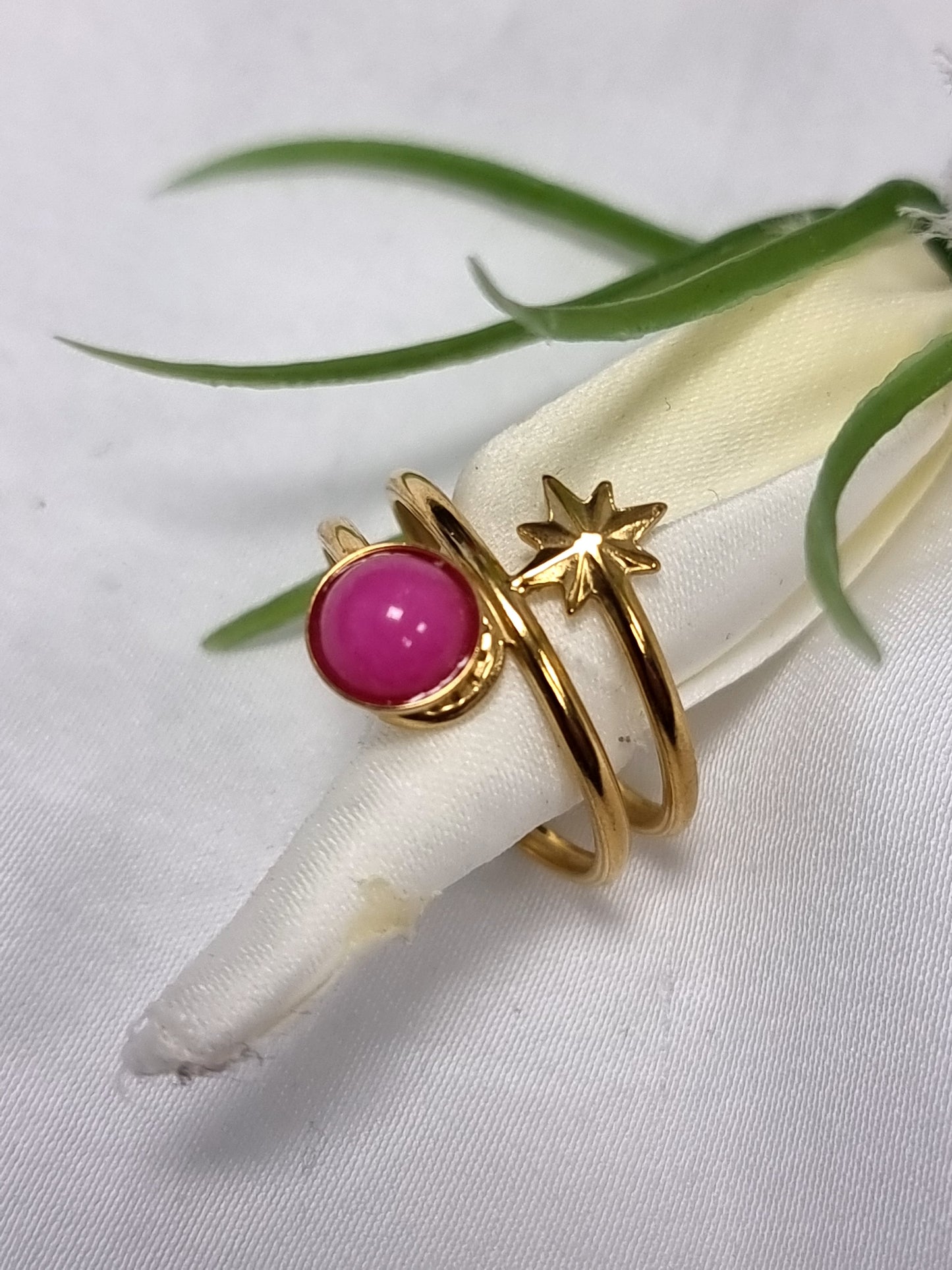 Ringe aus Edelstahl, Golden, rostfrei, hypoallergen mit bunten Steinen, 12 verschiedene Design