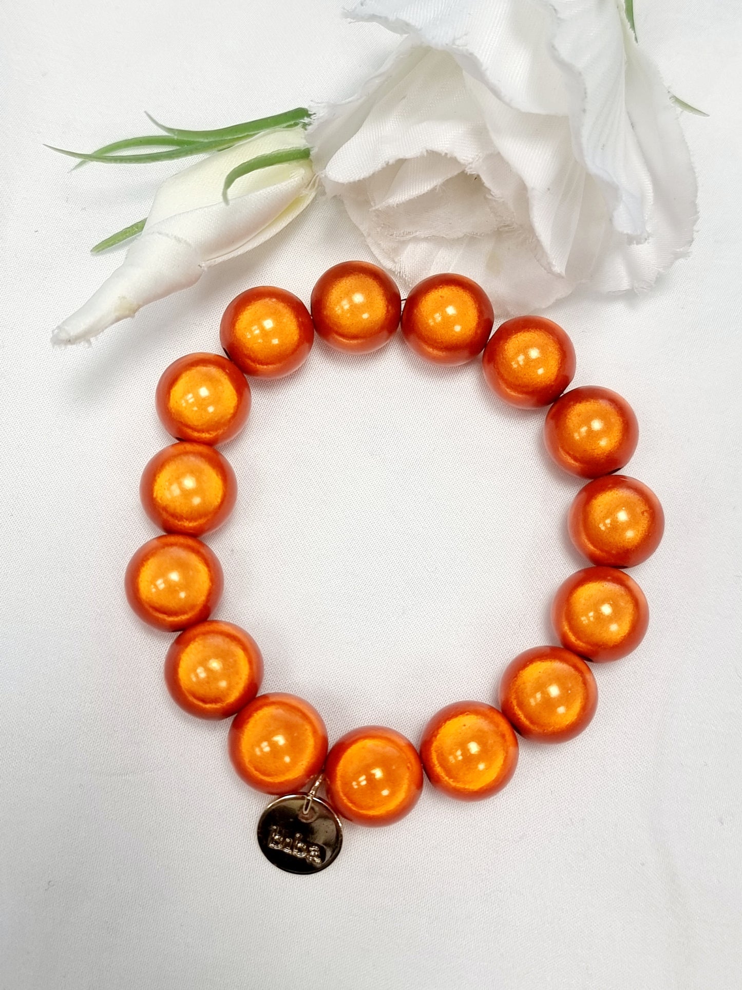 Armband Biba - fluoreszierende Perlen Orange 14mm